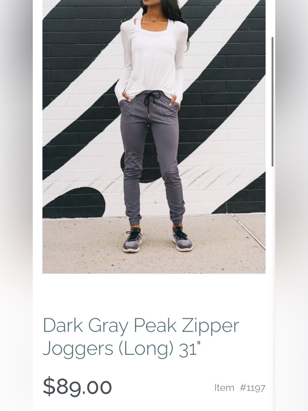 Dark Gray Peak Zipper
Joggers (Long) 31"
